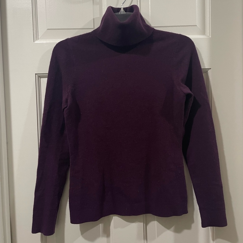 Ann Taylor Plum 100% Cashmere Turtleneck